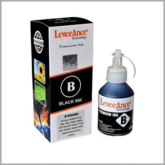 LeveeAnce BT6000BK Compatible Ink Bottle Dye Ink For Use In Brother Printer Series DCP- T220, T300, T310, T420, T500, T520, T820, T920, T510, T910, T710, T4000W, T4500DW, T300W, T800W, T700,T710W, T810W. (Black-105ML)